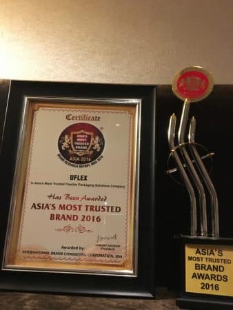 UFlex Honoured as Asia’s Most Trusted Flexible Packaging Solution Company