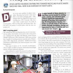 Waste to Wealth : UFlex has been Contributing towards Recycling Plastic Waste since Mid 1990s – Reports The ET Polymers | Feb-Mar 2019 Print Edition