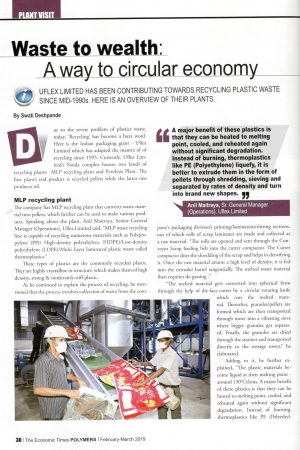 Waste to Wealth : UFlex has been Contributing towards Recycling Plastic Waste since Mid 1990s – Reports The ET Polymers | Feb-Mar 2019 Print Edition