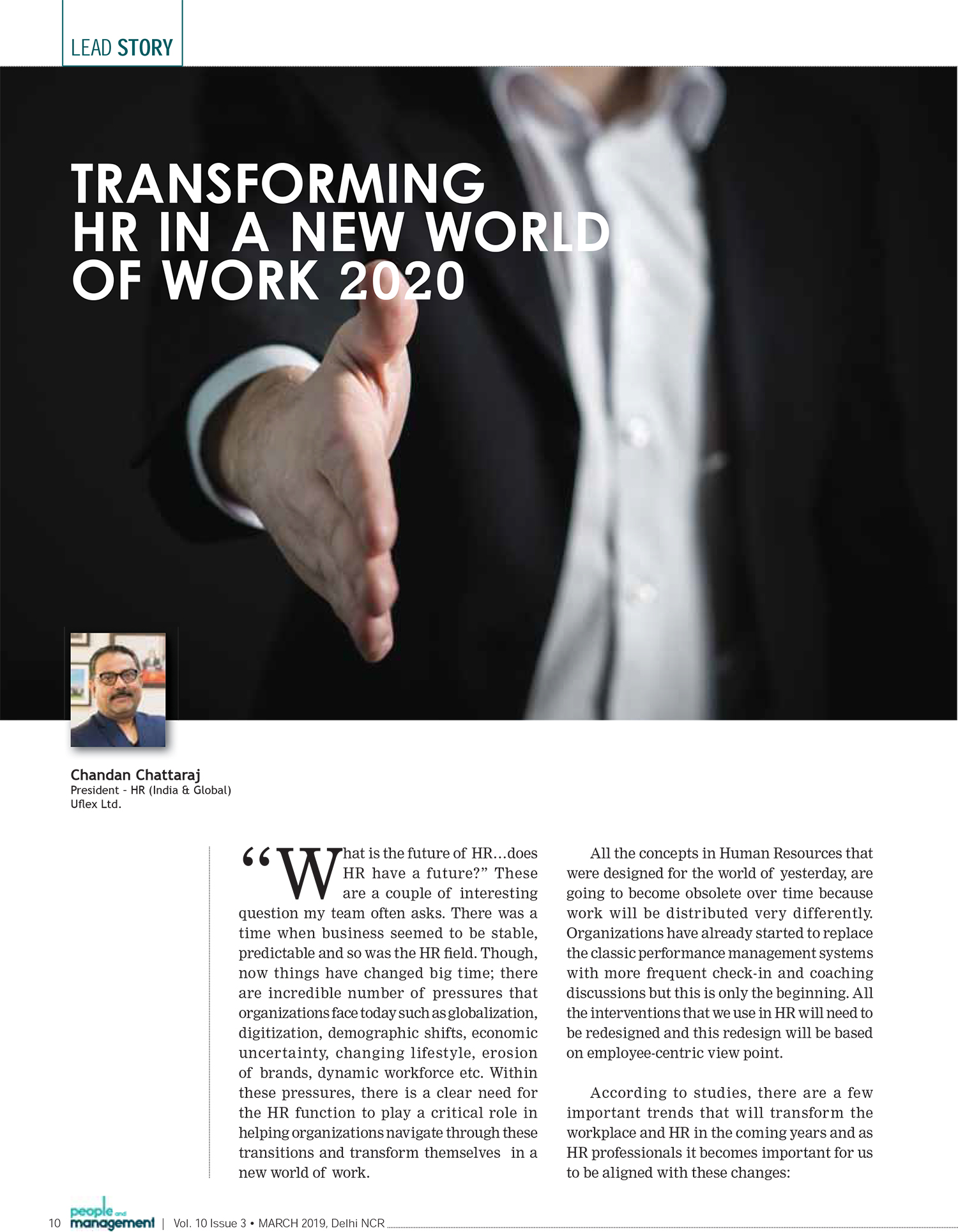 Chandan Chattaraj Writes An Exclusive OPED For People and Management About The Transforming HR in a New World of Work 2020!