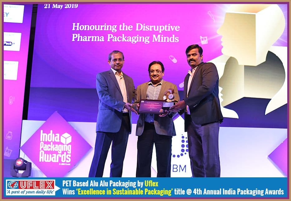 PET Based Alu-Alu Packaging by UFlex Adjudged Winner at 4th Annual India Packaging Awards for ‘Excellence in Sustainable Packaging’